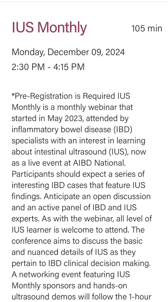 Join our first Live IUS Monthly session by <a href="/iUSCAN/">iUSCAN</a> at #AIBD2024, 12/9 at 2:30pm EST. To learn more, become a member, and join future virtual IUS Monthly tele conference go to iuscan.org #Intestinalultrasound