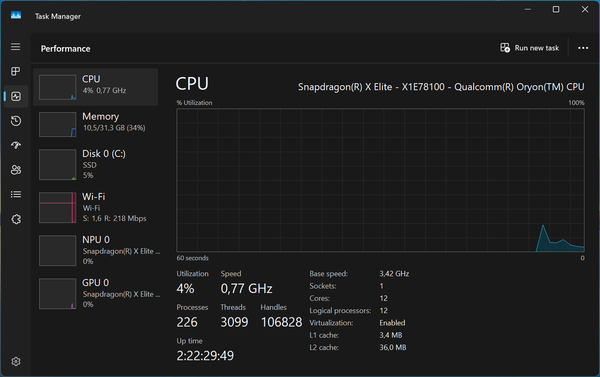 balanionut's tweet image. I am really impressed how snappy is ASUS Vivobook S15 Copilot+ with Snapdragon X Elite. Battery life seems to be fine also (not 17 hours as advertised) #windows11 #CopilotPCs Huge improvement from last Windows I owned (Surface RT2)