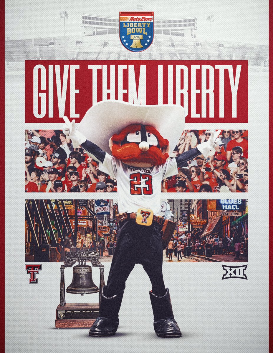AZOLibertyBowl's tweet photo. BREAKING: We are excited to host @TexasTechFB in the 66th @AutoZone Liberty Bowl against an @SEC opponent on December 27! #AZLB66 #WreckEm

🎟 Tickets 👉 https://t.co/gAwlqBKoQo https://t.co/214ozbuELW