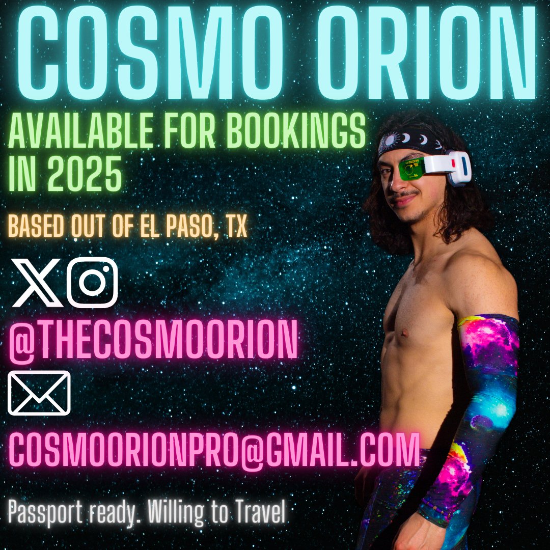 TheCosmoOrion's tweet image. NOW ACCEPTING NATIONAL &amp;amp; INTERNATIONAL BOOKINGS FOR 2025 🚀💫 
As seen in Texas, Arizona, California, Colorado, Nevada, Mexico, and England!!! I&apos;m ready to go to the edges of the universe to bring excitement and fun to YOUR event!!
Email me or DM and let&apos;s get this party started!