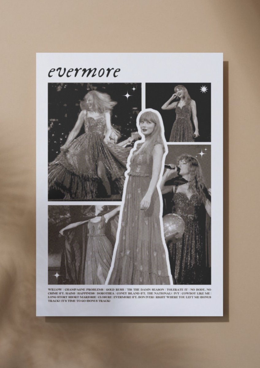 PosterphoriaCo's tweet photo. Taylor Swift – Evermore Poster https://t.co/Dt8uAi4uCI via @Etsy https://t.co/CpfBwAtLBv