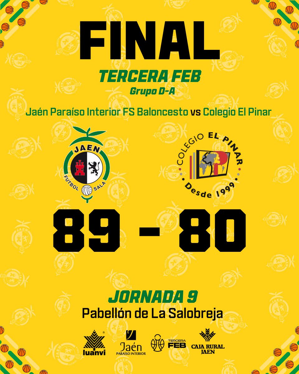 🏀 89-80

⏱️ FINAL DEL PARTIDO

🛫 Seguimos volando en lo mas alto de la clasificación de tercera FEB del grupo D-A

#SomosJaén💛