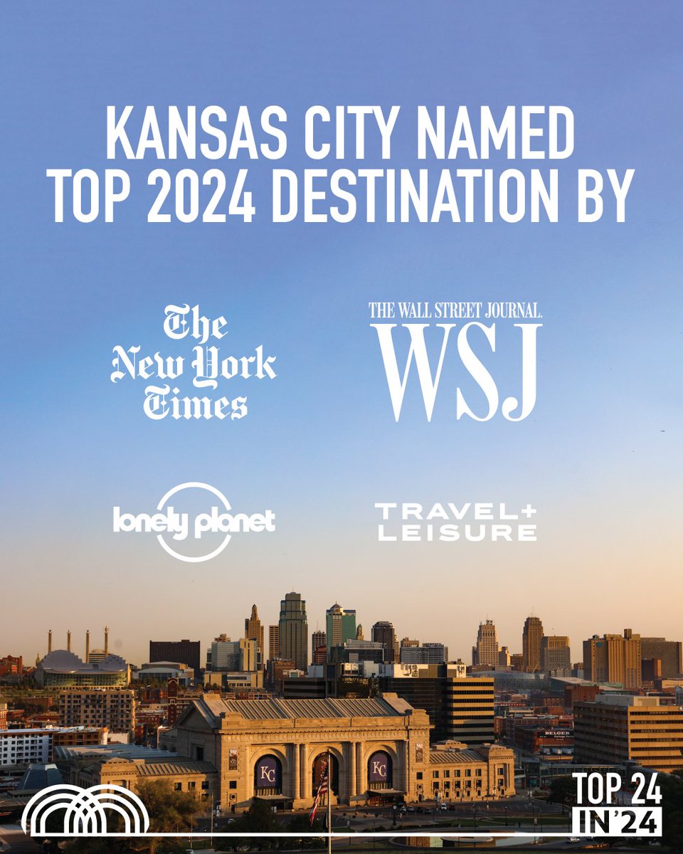 KansasCity's tweet photo. We aren’t just a place to visit—KC is a place to thrive. Named a top tourist destination for 2024, the world is seeing what makes Kansas City world-class.

Over the next 24 days, we’re sharing 24 ways we grew stronger, reached higher, and came together in 2024. https://t.co/gWPcjt12OI