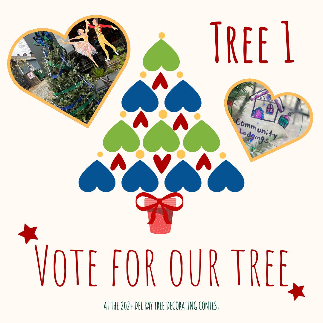 Our tree is decorated with beautiful, student-made ornaments in blue💙 and green💚! Help us win the 2024 Del Ray Tree Contest and earn a $500 donation by voting for our tree!🏆
Vote by Dec 25th: docs.google.com/forms/d/e/1FAI…
#HolidaySpirit #CommunityLodgings #DelRayTreeContest #VoteNow