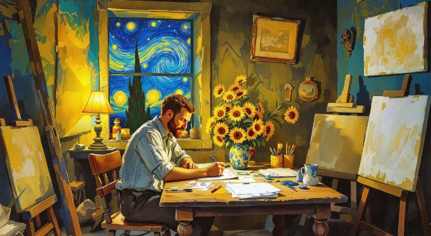 aantikkutuphane's tweet photo. Vincent van Gogh, sanat tarihinin en etkileyici ve en tanınmış isimlerinden biri. Kısa ama yoğun bir sanat kariyerine sahip olan Van Gogh, eserlerinde duygularını, içsel çatışmalarını ve doğaya olan hayranlığını renklerle anlatmaya çalışmıştı. https://t.co/uFhHWVXg1b