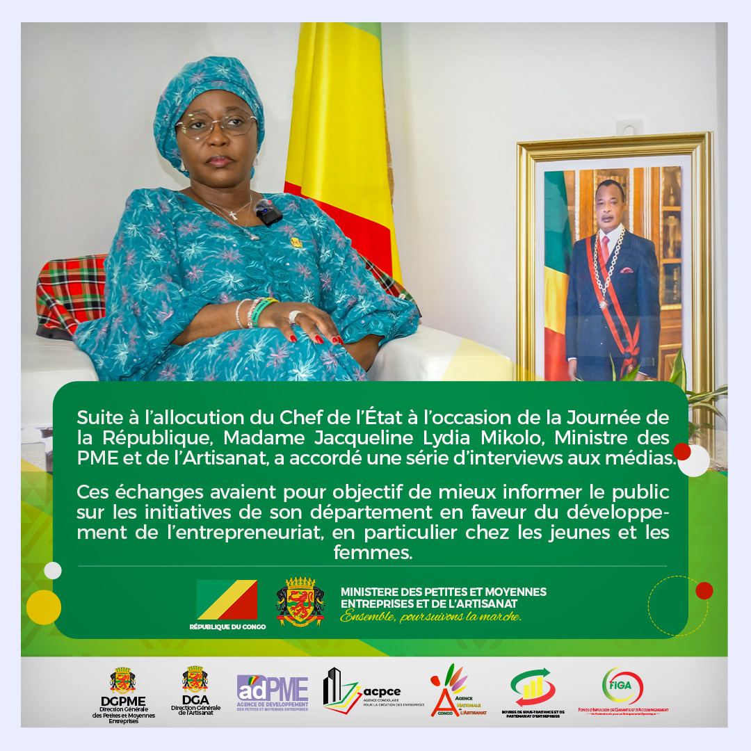 Madame Jacqueline Lydia Mikolo, Ministre des PME et de l’Artisanat, a accordé une série d’interviews aux médias.

Retrouvez ces interviews prochainement sur :
youtube.com/@VOXTVCongo
youtube.com/@lediplomatetv