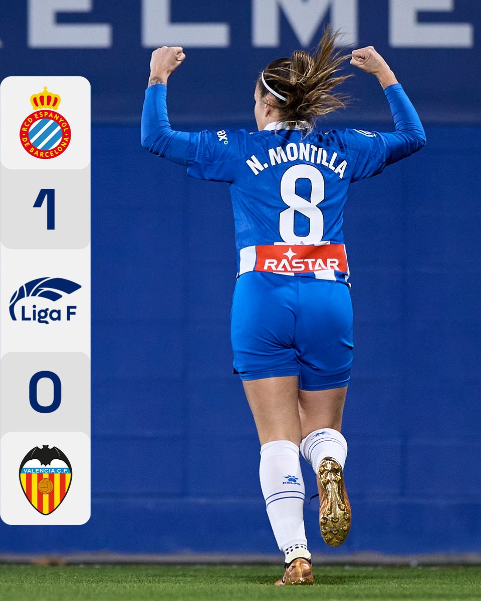 ⚪️🔵 Natalia Montilla le da la victoria al Espanyol con un gol en el 91' para sumar la quinta jornada consecutiva invictas

#LigaF | #EspanyolValencia