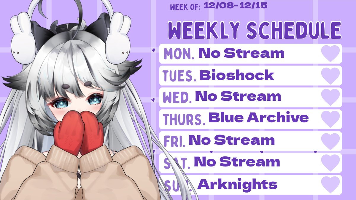 lucina_celeste's tweet photo. 12/08- 12/15
I got another crazy week ahead of me! It's my mom's birthday soon! But let's have fun, be sure to bundle up its cold!
Art: #Lucinyah
Clips/Memes: #Luciclips
Livetag: #LuciLIVE
Art asset: _hitsujiya https://t.co/O2hX3qAgAO