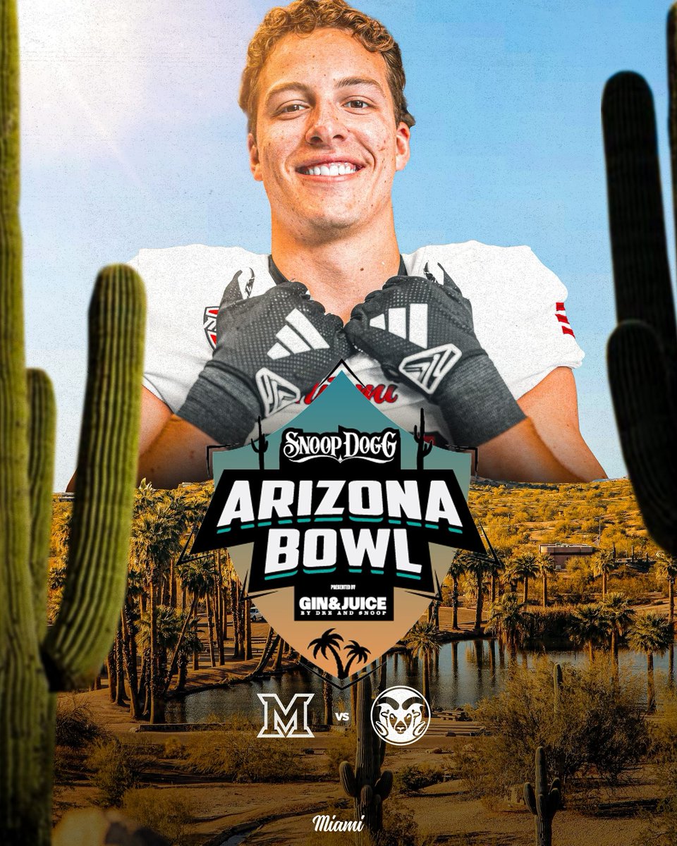 MiamiOHFootball's tweet photo. Bowling in AZ 🌵🎳

The RedHawks will face Colorado State at the Arizona Bowl sponsored by Snoop Dogg on December 28 🔥 

#RiseUpRedHawks |  🎓🏆 https://t.co/p1n2o8nPM9