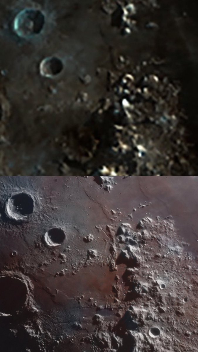 Top: “Clearest Ever” photo of the moon’s craters according to <a href="/DailyMailUK/">Mail+</a>

Bottom: The photo I’m releasing in a few days with 650x the resolution.