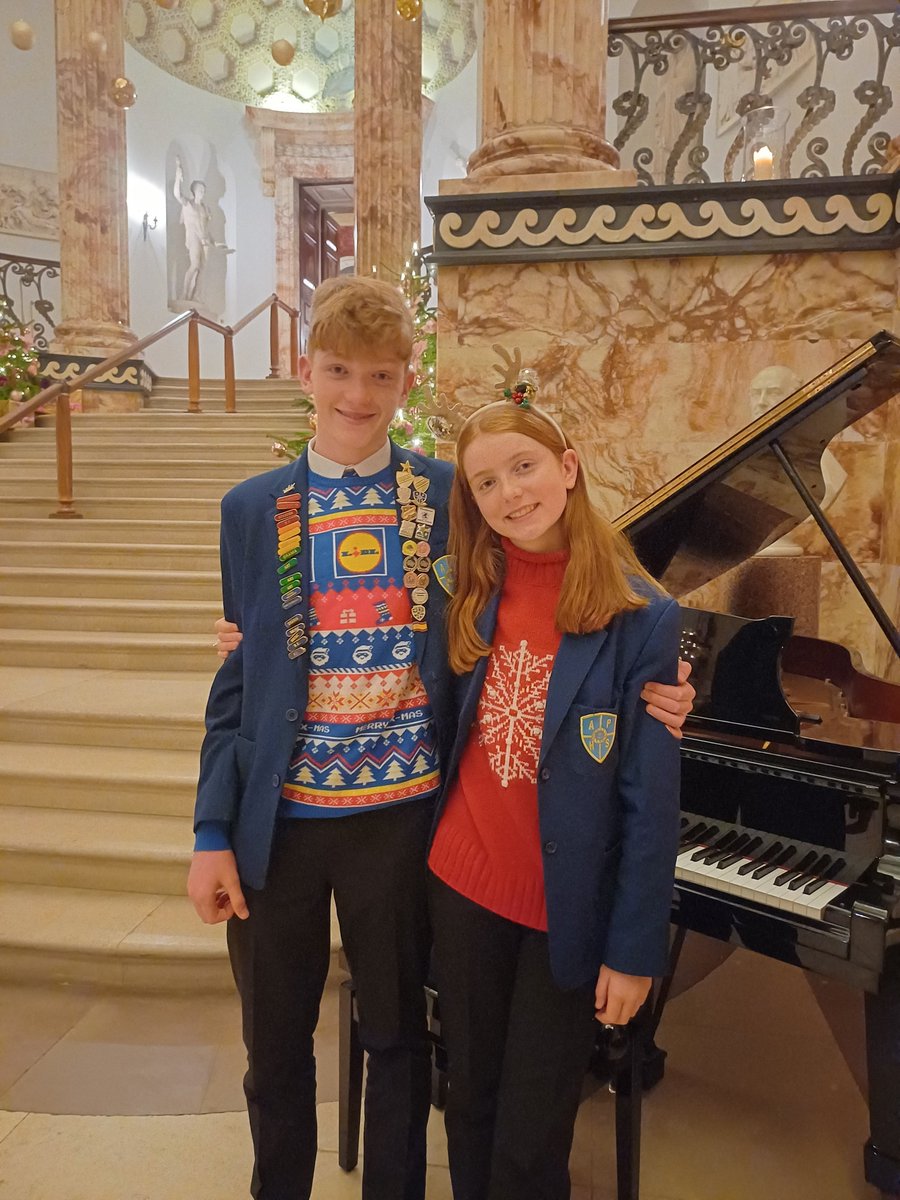 Alex (Year 10) and Alma (Year 7), providing background piano music at Holkham Hall today. Thank you for creating a wonderful atmosphere..