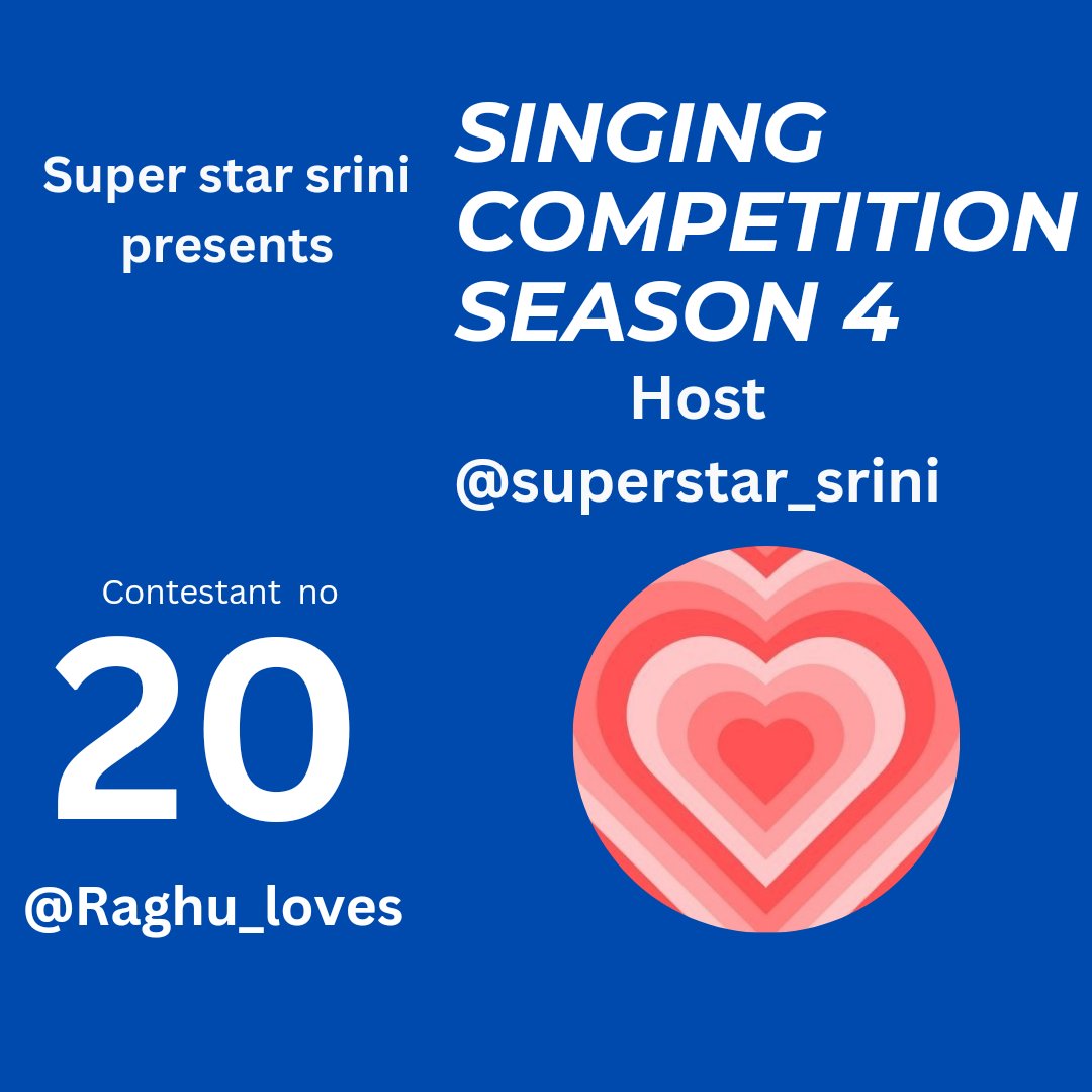 superstar_srini's tweet photo. Big Announcement 🔥🔥🔥#WhistlePodu 
#4SC4SemifinalRound2
#ResultsAnnouncement

Superstar_srini Singing Space Competition season-4 (#4SC4) 🎶🎵🎼🎙😍🥰❤️💖😍

Happy to announce the Semifinal Round2 Result declaration:

@Raghu_loves
Congratulations 💐💐💐💐💐💐 You got selected for Grand finale 🎵🎶💐💐💐👏🏻👏🏻👏🏻👏🏻👏🏻👏🏻👏🏻👏🏻