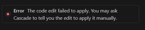 zerocoolo's tweet photo. @windsurf_ai when you have 500 tokens and you have that kinda of errors :) thank you guys we are having fun https://t.co/KYZQVlwyuu