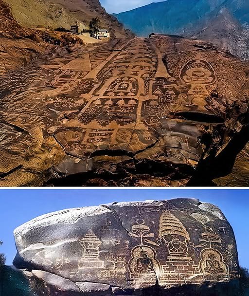 Adventure Alert  ⚠️ Discover the ancient rock art between Shatial and Raikot Bridge in Pakistan! This stretch along the Karakorum Highway is like an open-air museum with over 50,000 carvings and 5,000 inscriptions. These artworks span from 9th century BC to 16th century AD,