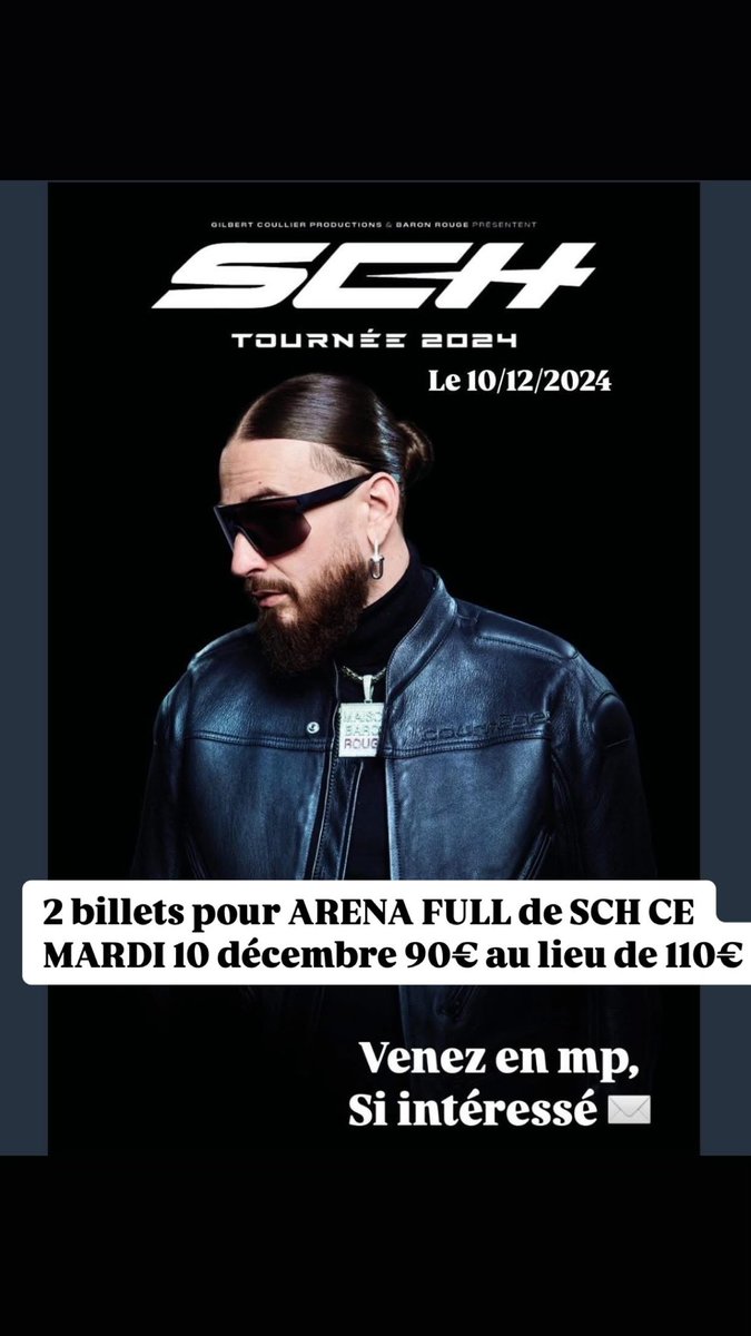 lenachenc's tweet photo. 2 billets pour ARENA FULL de SCH CE MARDI 10 décembre 90€ au lieu de 110€,  place très limité, venez en mp si intéressé ! 
#concert #sch #billet #bercy #tournee #2024 #accorarena #concertSCH https://t.co/BHWYFfdEPF