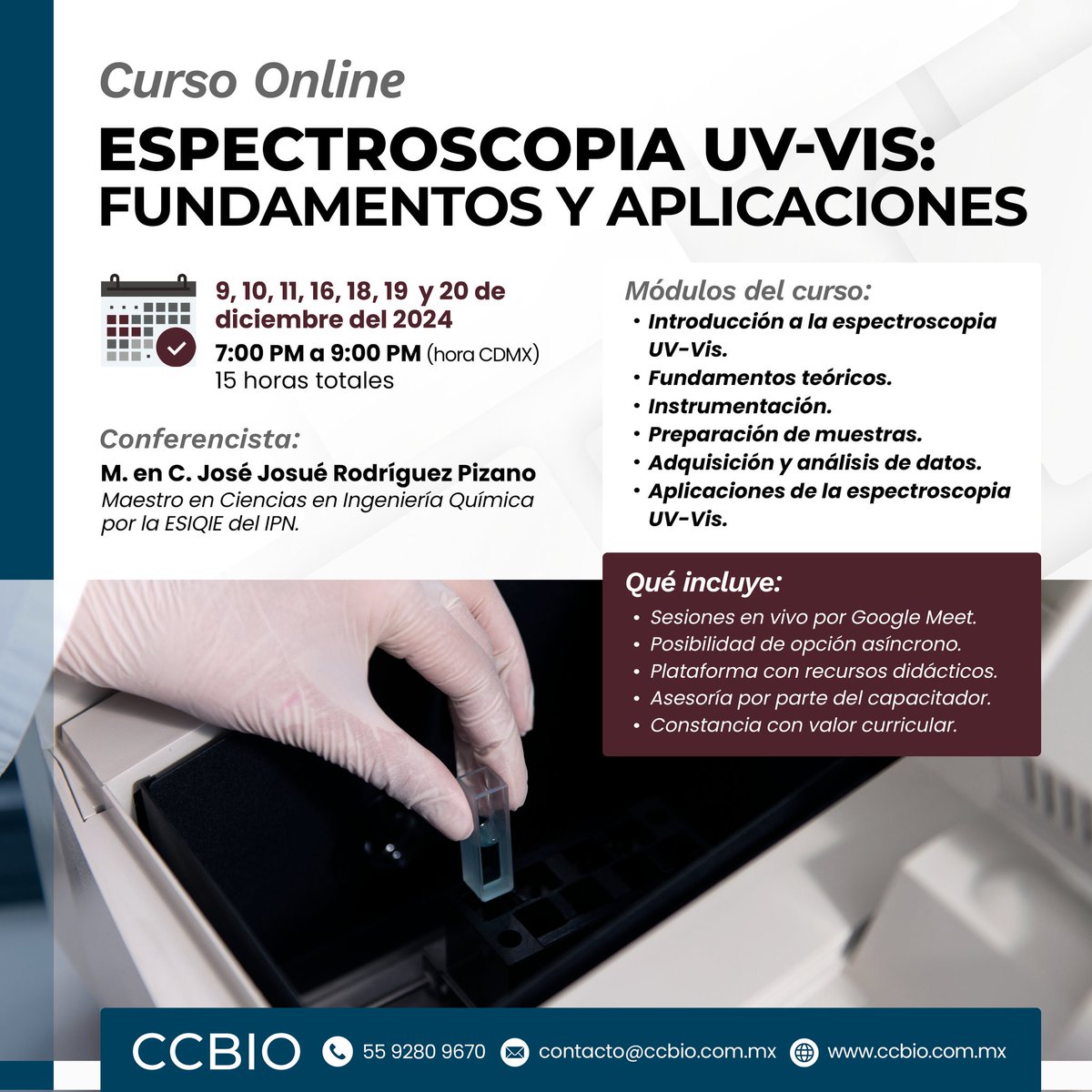 CCBIOmx's tweet photo. Iniciamos la semana con nuevos cursos ¡No te quedes fuera!
📲 WhatsApp: https://t.co/n5YINBuxJN
📧 contacto@ccbio.com.mx
🌐 https://t.co/1Fl2KUaBxm
📞 55 9280 9670
#ccbio #CursosOnline #Ciencia #Salud #SPSS #IndustriaAlimentaria #IndustriaFarmacéutica https://t.co/gNb6bhcONo