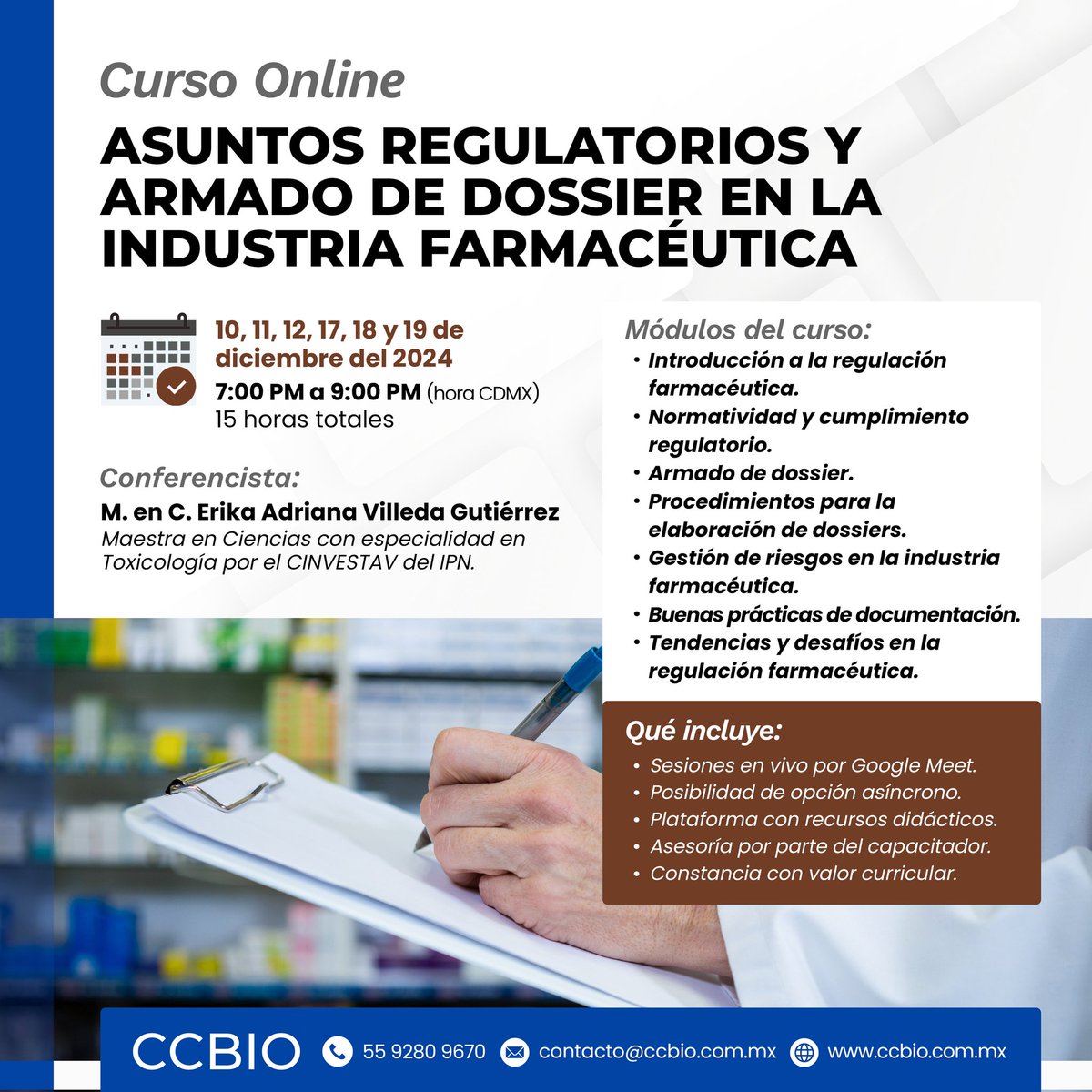 CCBIOmx's tweet photo. Iniciamos la semana con nuevos cursos ¡No te quedes fuera!
📲 WhatsApp: https://t.co/n5YINBuxJN
📧 contacto@ccbio.com.mx
🌐 https://t.co/1Fl2KUaBxm
📞 55 9280 9670
#ccbio #CursosOnline #Ciencia #Salud #SPSS #IndustriaAlimentaria #IndustriaFarmacéutica https://t.co/gNb6bhcONo