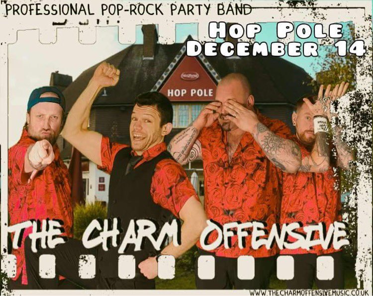 Christmas can finally start!

We’ll be playing all the best and worst pop songs at @hop_pole_hotel on Saturday!

We may have a special festive guest. But you need to be there to really experience the full offensive!

#thecharmoffensive #party #partyband #popclassics