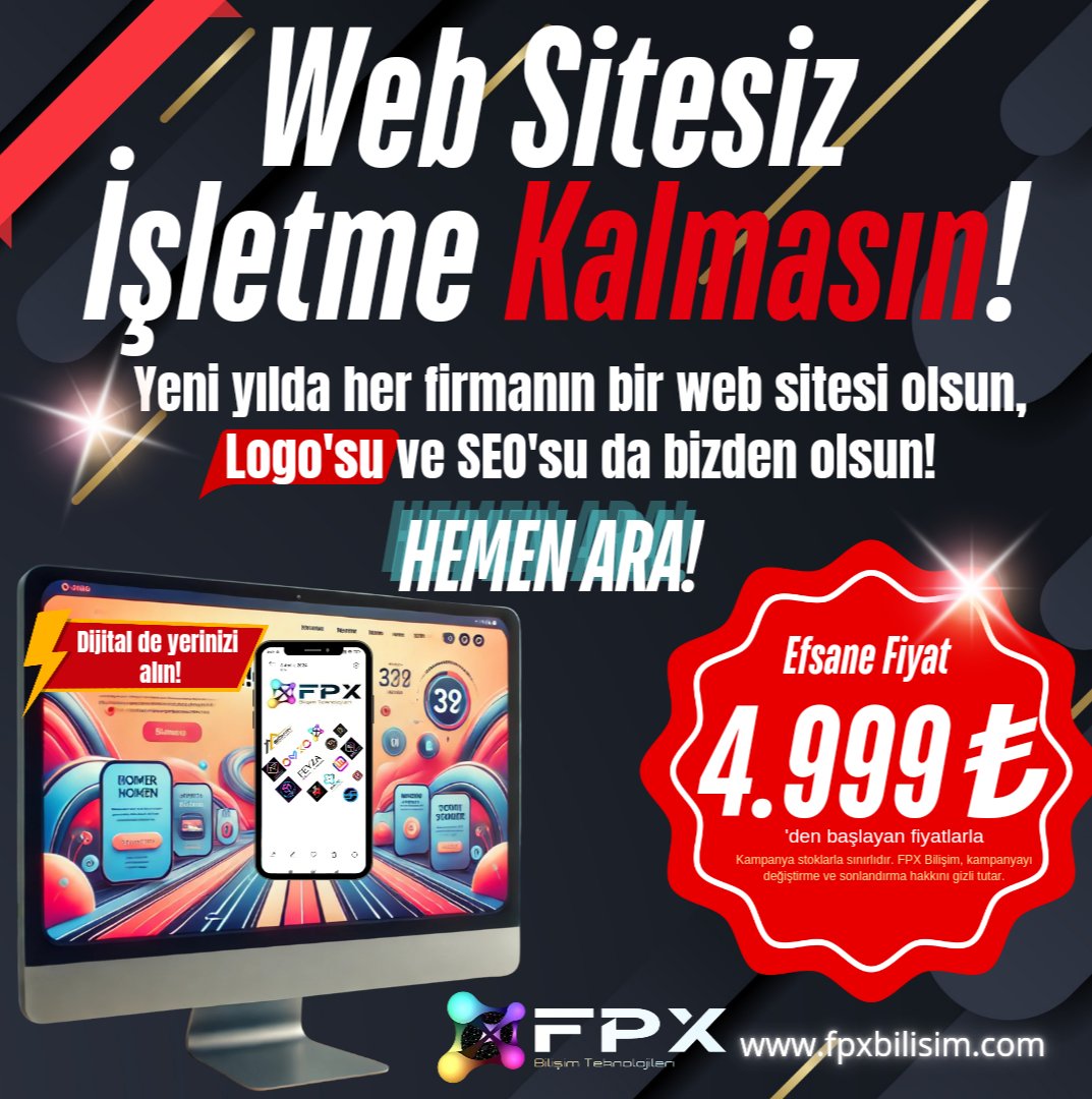 fpxbilisim's tweet photo. 🚀 YENİ YILIN İLK BÜYÜK FIRSATI🚀
📈 FPX Bilişim, size web sitesi, logo tasarımı ve SEO hizmetleri tek bir pakette!
👉Sadece 4.999 TL'den başlayan fiyatlarla! Acele et!

#WebSitesi #LogoTasarımı #SEO #FPXBilişim #WebTasarım #YeniYıl #reklamajansı
#Reklam #Logo #WebDesign https://t.co/vpYryF0l0b