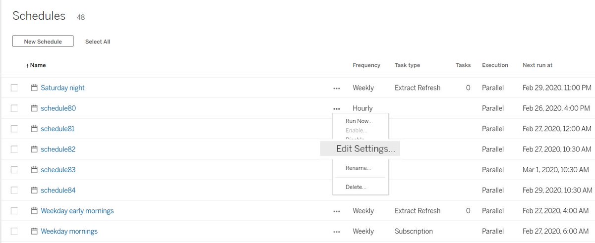 اتمتة تحديث البيانات في الداشبورد📊
سواءاً تشتغل على Tableau او Power BI او اي اداة عرض بيانات
مهم تعرف خاصية ال scheduling او الجدولة🕒!!

يعني يمديك تحدد وقت معين (يومي،اسبوعي...الخ) يسوي تحديث للبيانات في الداشبورد. مهمة اذا داشبوردك شابك على داتابيس و مهم اتمتتها يعني مب يدوي