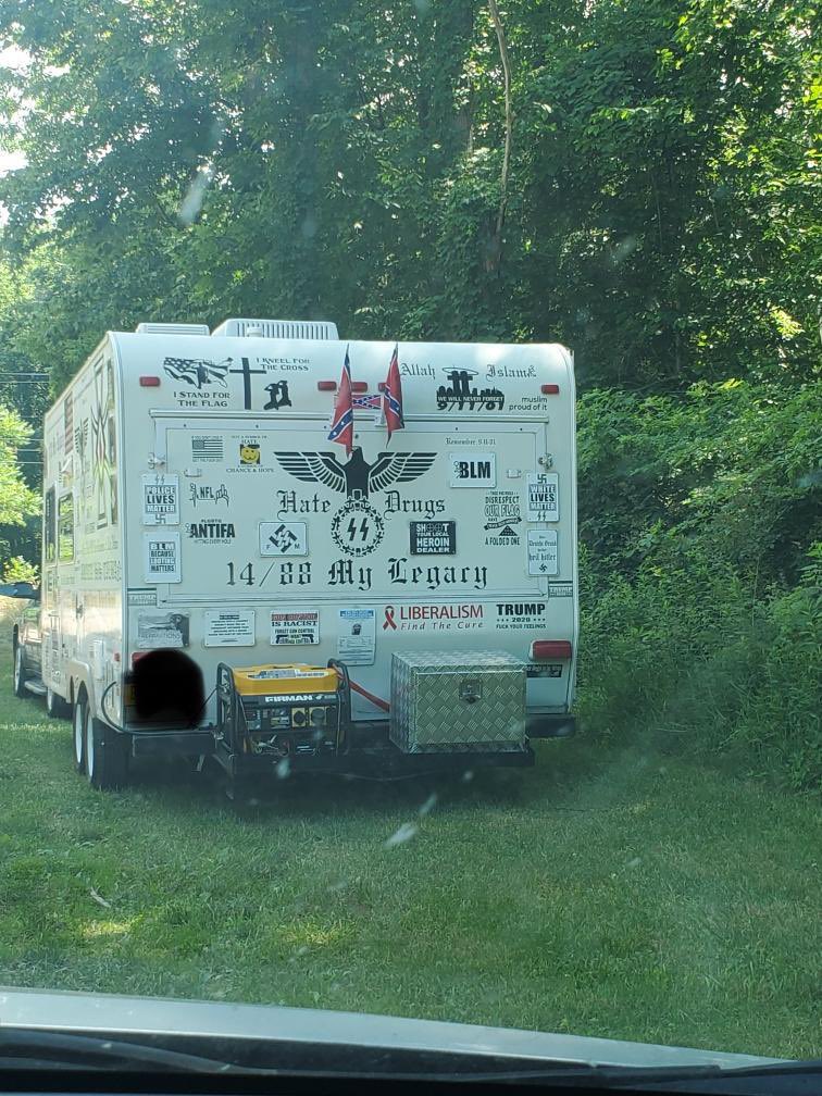 brendonb98's tweet photo. @Jarodmhale @elonmusk Well sure does beat the KKK and nazi stickers like this guy has! Oh and what’s that?! a Trump 2020 sticker😂 https://t.co/NhN0I6Kasd