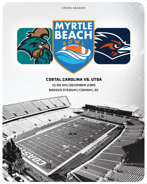 Bowl Season (@bowlseason) on Twitter photo 🚨IT’S OFFICIAL🚨<a href="/CoastalFootball/">Coastal Football</a> will face <a href="/UTSAFTBL/">UTSA Football 🏈</a> in the <a href="/MBBowlGame/">Myrtle Beach Bowl</a>
#BowlSeason #CFB #CollegeFootball #GoRoadrunners #BirdsUp #ChantsUp #CoastalFootball 🚨IT’S OFFICIAL🚨<a href="/CoastalFootball/">Coastal Football</a> will face <a href="/UTSAFTBL/">UTSA Football 🏈</a> in the <a href="/MBBowlGame/">Myrtle Beach Bowl</a>
#BowlSeason #CFB #CollegeFootball #GoRoadrunners #BirdsUp #ChantsUp #CoastalFootball