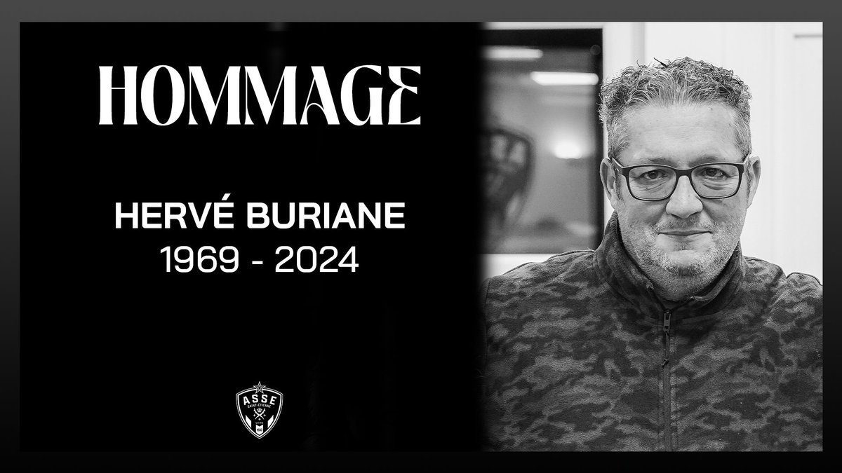 ASSEofficiel's tweet photo. 🖤 L’ASSE, au travers de l’ensemble de ses salariés, est en deuil. Hervé Buriane nous a quittés, lui qui servait depuis 9 ans les jeunes du centre de formation.

Hervé, ton club, tes amis et le Peuple Vert te rendront hommage avant le coup d’envoi. Ton rire nous manque déjà ! https://t.co/ik8HBxvbRP