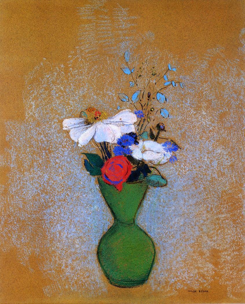 redonart's tweet photo. Rose, Peony and Cornflowers in a Green Vase https://t.co/6OlsurkBVF
