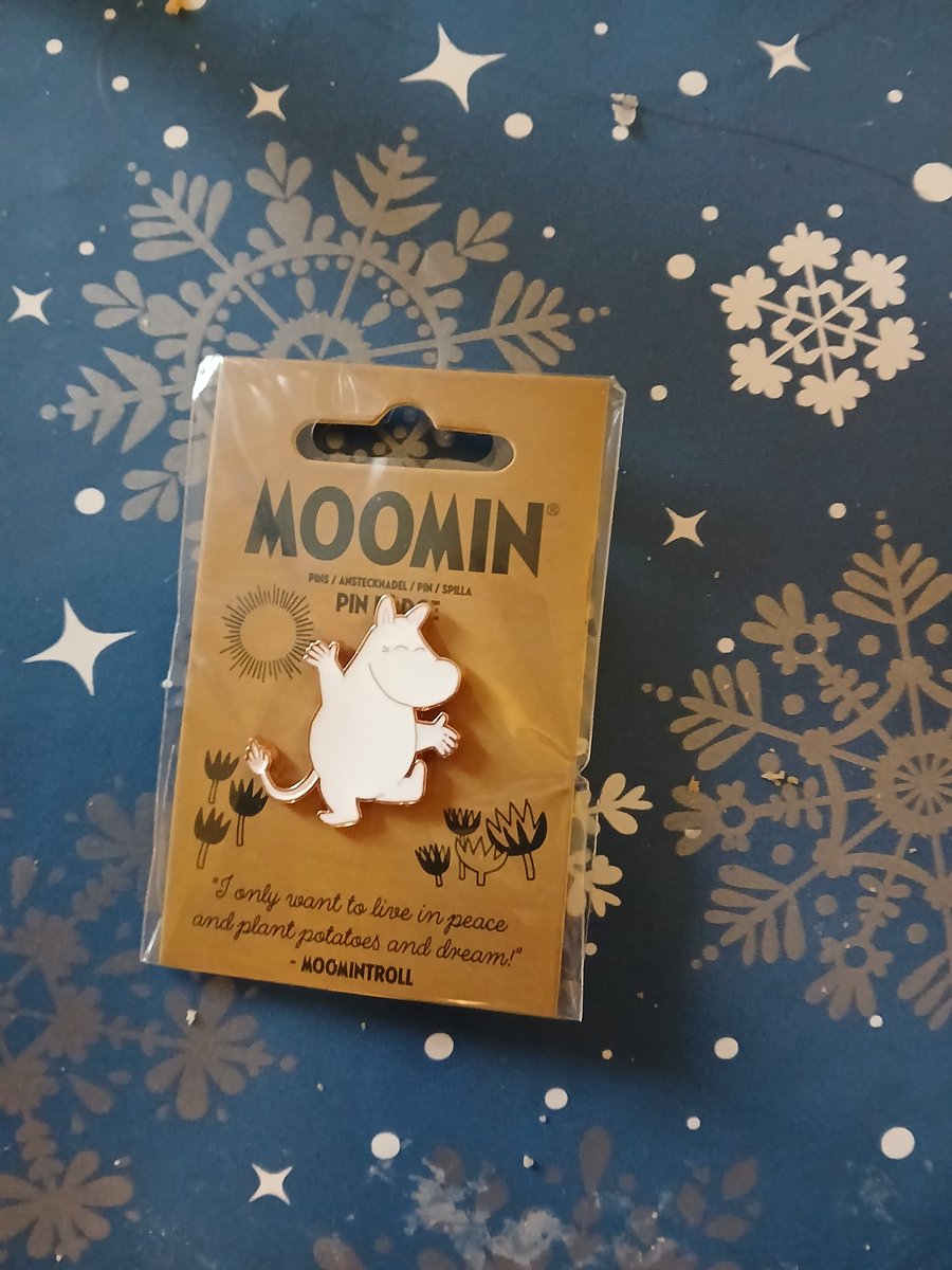Gen3cats's tweet photo. Days 7 and 8. Beautiful holly badge and moomin pin badge who just wants to live in peace and plant potatoes and dream... definitely sentiments I can get behind https://t.co/IaLb3C97mt