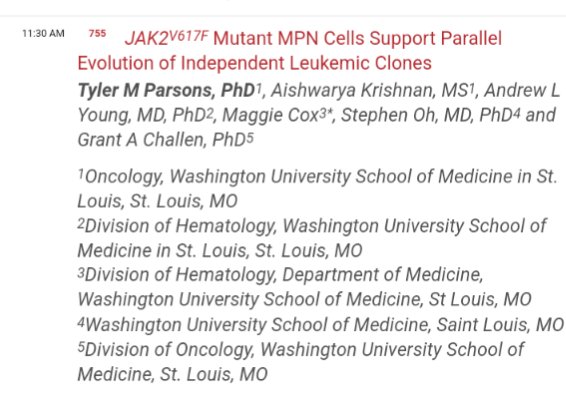 Tyler Parsons (@tylerm_parso) on Twitter photo Interested in coevolution of independent driver clones in MPN/sAML? Come see what I've been up to in the <a href="/challenlab/">Grant Challen</a> on Monday morning! We've been working on this for awhile and are excited to share it! <a href="/WashUHematology/">WashU Medicine Division of Hematology</a> <a href="/WashUDeptMed/">WashU Medicine Department of Medicine</a> <a href="/WashUOncology/">WashU Medicine Division of Oncology</a> #ASH24 #mpnsm Interested in coevolution of independent driver clones in MPN/sAML? Come see what I've been up to in the <a href="/challenlab/">Grant Challen</a> on Monday morning! We've been working on this for awhile and are excited to share it! <a href="/WashUHematology/">WashU Medicine Division of Hematology</a> <a href="/WashUDeptMed/">WashU Medicine Department of Medicine</a> <a href="/WashUOncology/">WashU Medicine Division of Oncology</a> #ASH24 #mpnsm