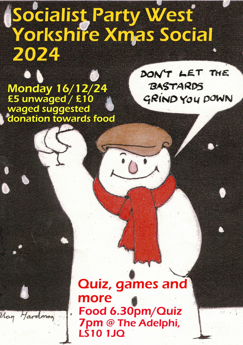 HuddsSP's tweet image. Socialist Party West Yorkshire Xmas social a week on Monday. Message us if you'd like to attend