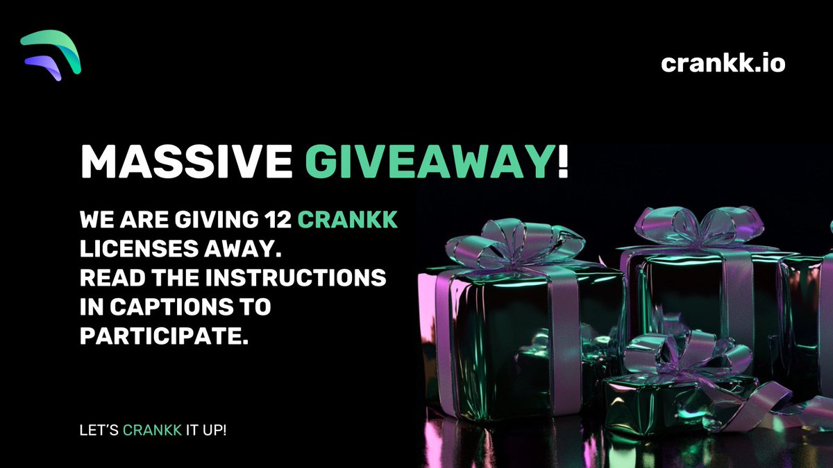 crankk_io's tweet image. Don’t miss out on this opportunity to win a Crankk Software License and join the Movement!