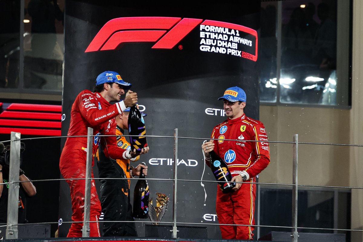 ScuderiaFerrari's tweet photo. Carlos 🗣️“Thank you, Scuderia Ferrari, this is truly a special team. These four years together are something I will always cherish and I have no words to describe it in a simple final quote.”

Leaving the #AbuDhabiGP with a podium and P2 in the constructors' 👊
https://t.co/ULdECqiRIR
