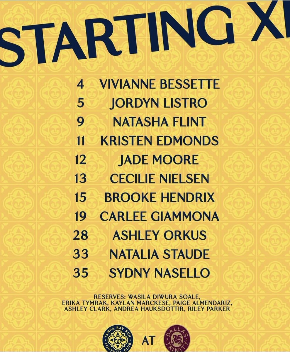 Starting XI for today's match!
Kristen is just getting over the flu!!