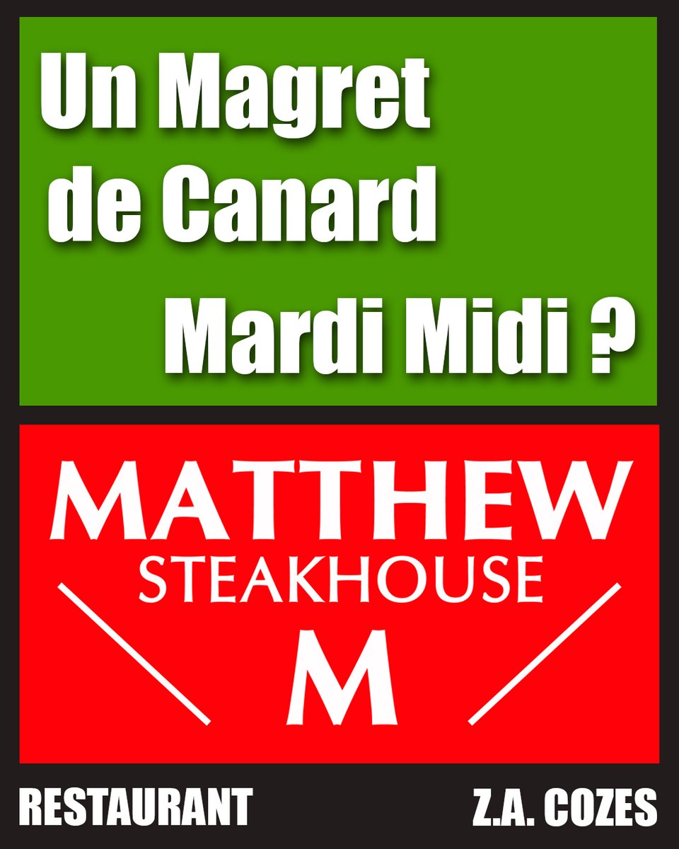 matthewsteakhou's tweet photo. Un Magret de Canard Mardi Midi ?
Direction MATTHEW STEAKHOUSE !

#restaurant #cozes #royan #matthewsteakhouse #matthew #steakhouse #steakfrites #Foodie #foodlover #deliciousfood #viande  #styleus #usa #manger #royanatlantique #charentemaritime #restaurants #menu #midi #MARDI https://t.co/5LR046QeZ8