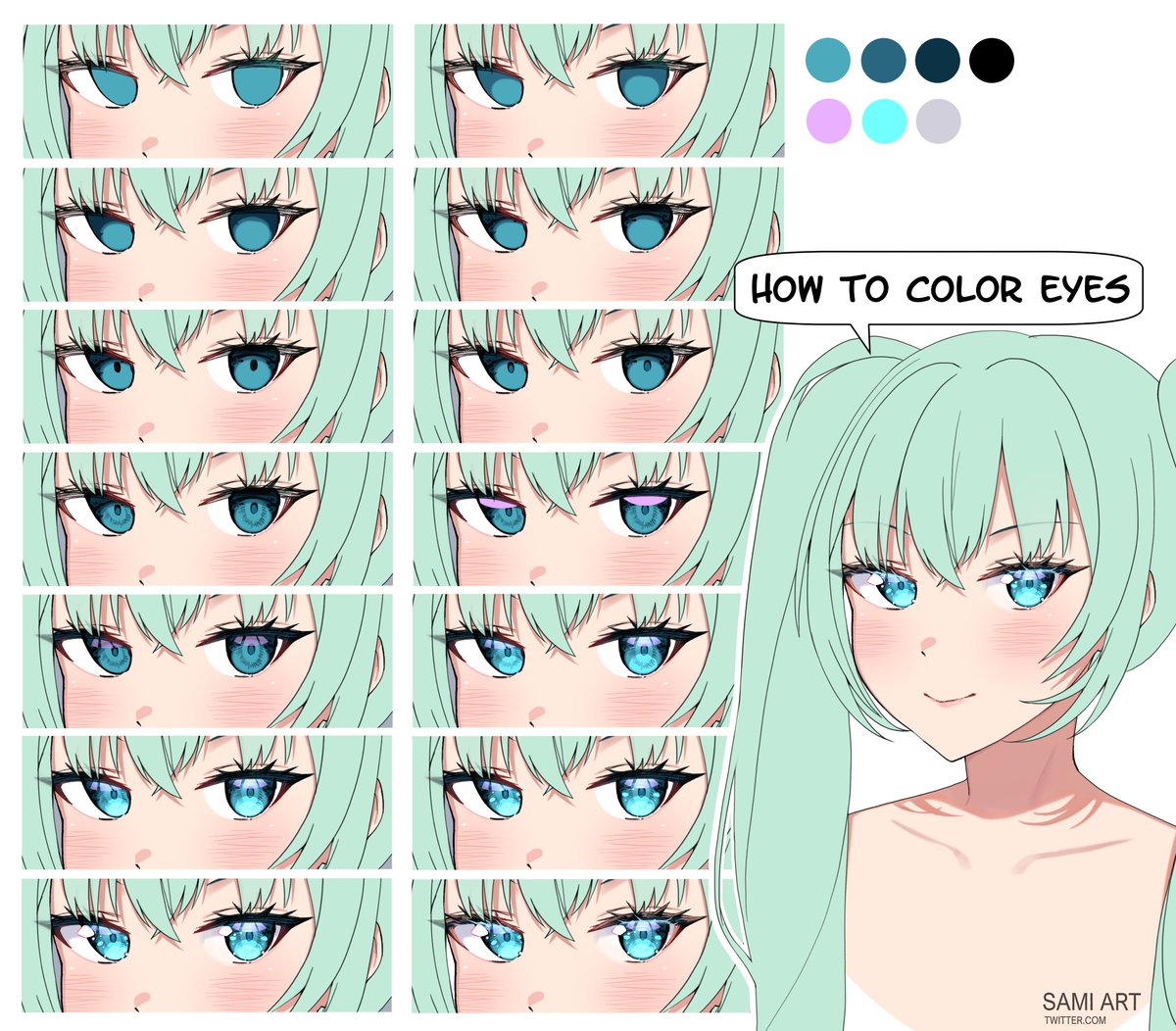 Sami_art__'s tweet image. How to color eyes🩵 
👁️👄👁️
#Howtocolor #art  #artist  #Miku  #初音ミク #digitalart