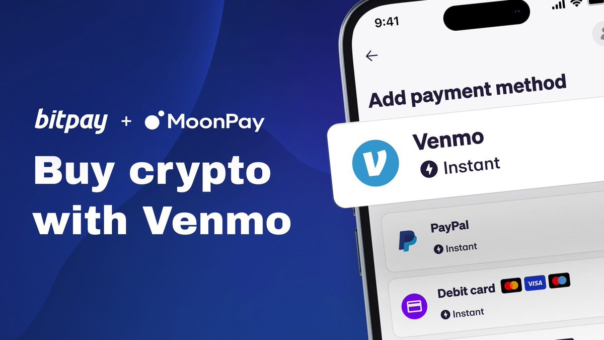 Big News! 🎉 You can now purchase crypto on BitPay using Venmo, thanks to  our partner, MoonPay. Get BTC, LTC, ETH, BCH, MATIC, and 60+ top coins at  amazing rates. Download the