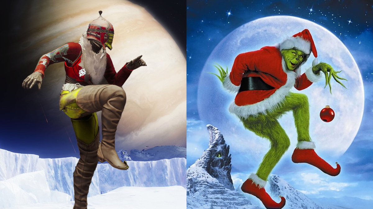 CaseyRoo_'s tweet photo. ❄️ Coming soon to a Dawning near you! ❄️

🎵 You’re a mean one, Mr. Guardian🎵
  🎵You really are a heel🎵
 🎵 You’re as cuddly as a baby screeb🎵
 🎵You’re as charming as an eel, Mr. Guardian🎵

#DawningFashion #Destiny2Fashion #destiny2 @Destiny2Team 
@AtlasZLR @bansheebotpete https://t.co/tKtfg6ca2Y
