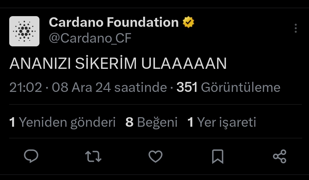 Cardano Foundation $Ada Twitter hesabı hacklendi. Kripto camiası şokta