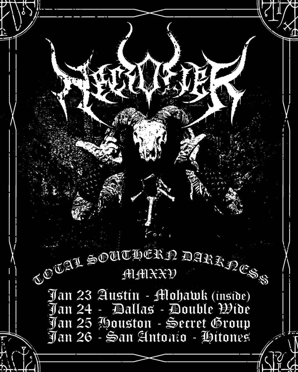 Season of Mist (@seasonofmist) on Twitter photo <a href="/necrofier/">necrofier</a> rolls out on a Texas headline run in late January!
Dates start Jan. 23 <a href="/mohawkaustin/">Mohawk Austin</a>, and run thru Dallas, Houston & San Antonio.
Get show info & tickets at bnds.us/b527br
#Necrofier #blackmetal #heavymetal <a href="/necrofier/">necrofier</a> rolls out on a Texas headline run in late January!
Dates start Jan. 23 <a href="/mohawkaustin/">Mohawk Austin</a>, and run thru Dallas, Houston & San Antonio.
Get show info & tickets at bnds.us/b527br
#Necrofier #blackmetal #heavymetal