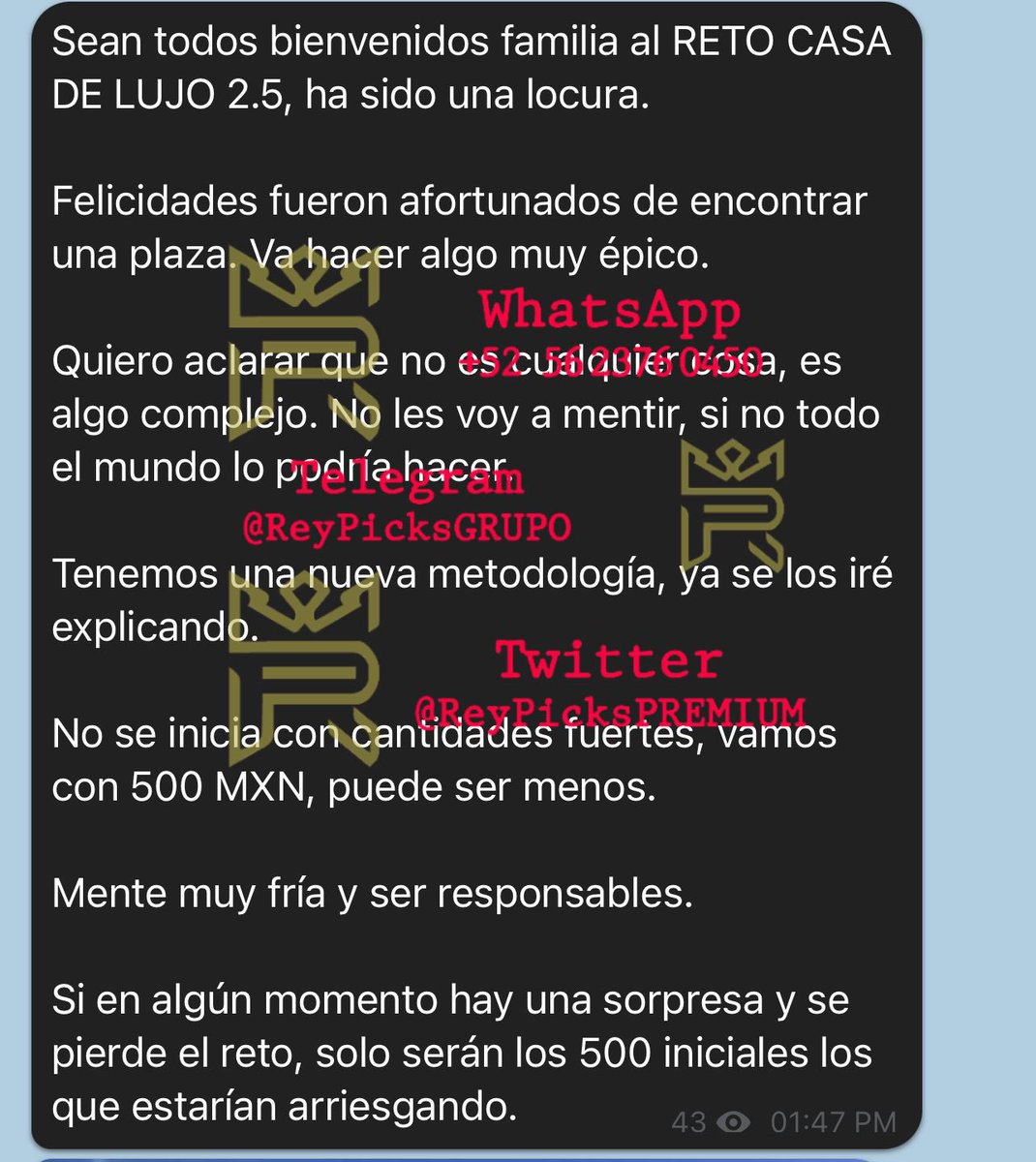 RETO CASA DE LUJO DE MATÍAS BETS 🏠✅✅✅

¿El objetivo? Convertir $500 en +$4,500,000 DE MXN 💣🔥

Déjenme su like si quieren el RETO COMPLETO y vamos a intentarlo hasta donde lleguemos 🎁