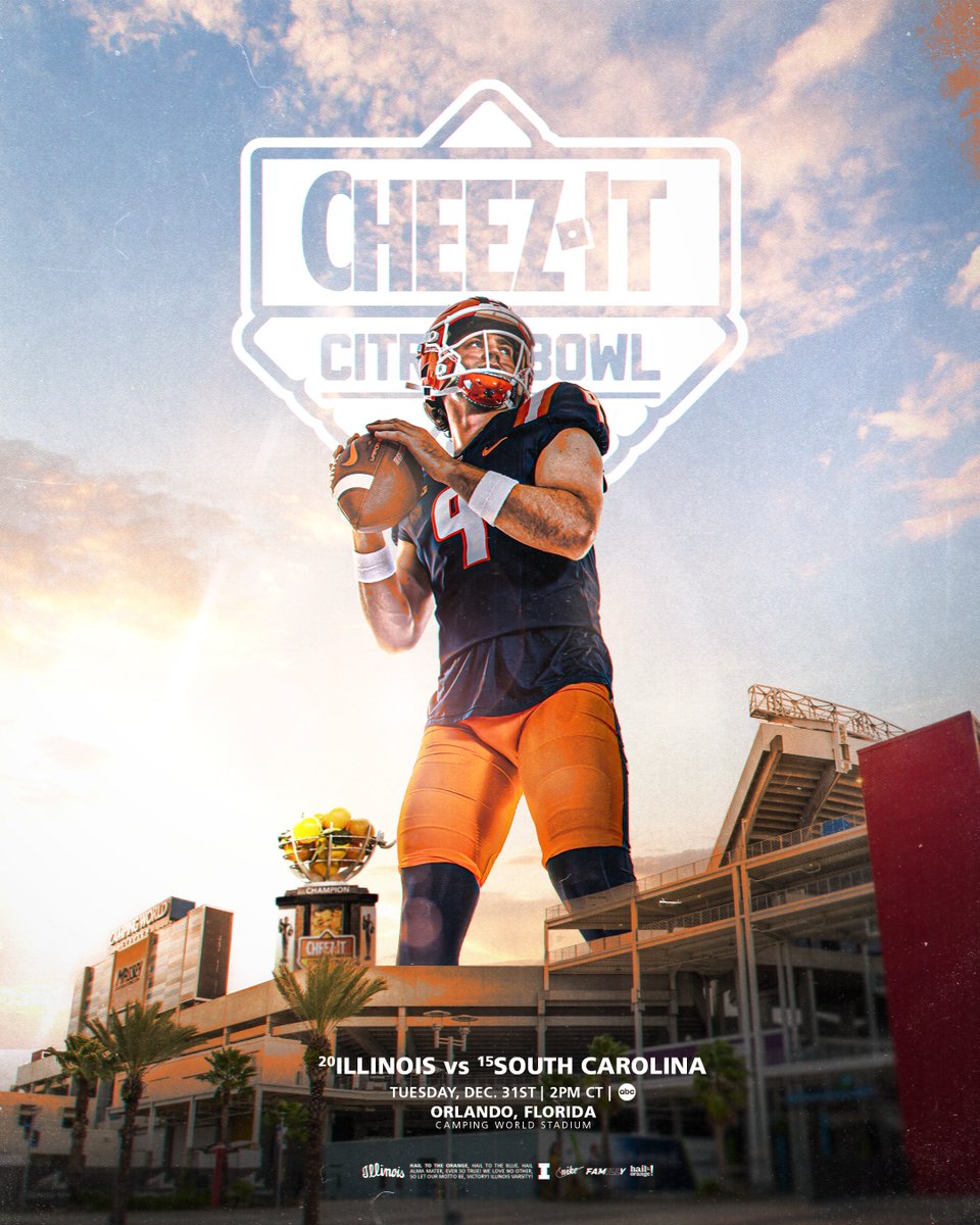 Feelin' cheezzzy. 

We are heading to the Citrus Bowl to play No. 15 South Carolina. 

#Illini // #HTTO // #famILLy