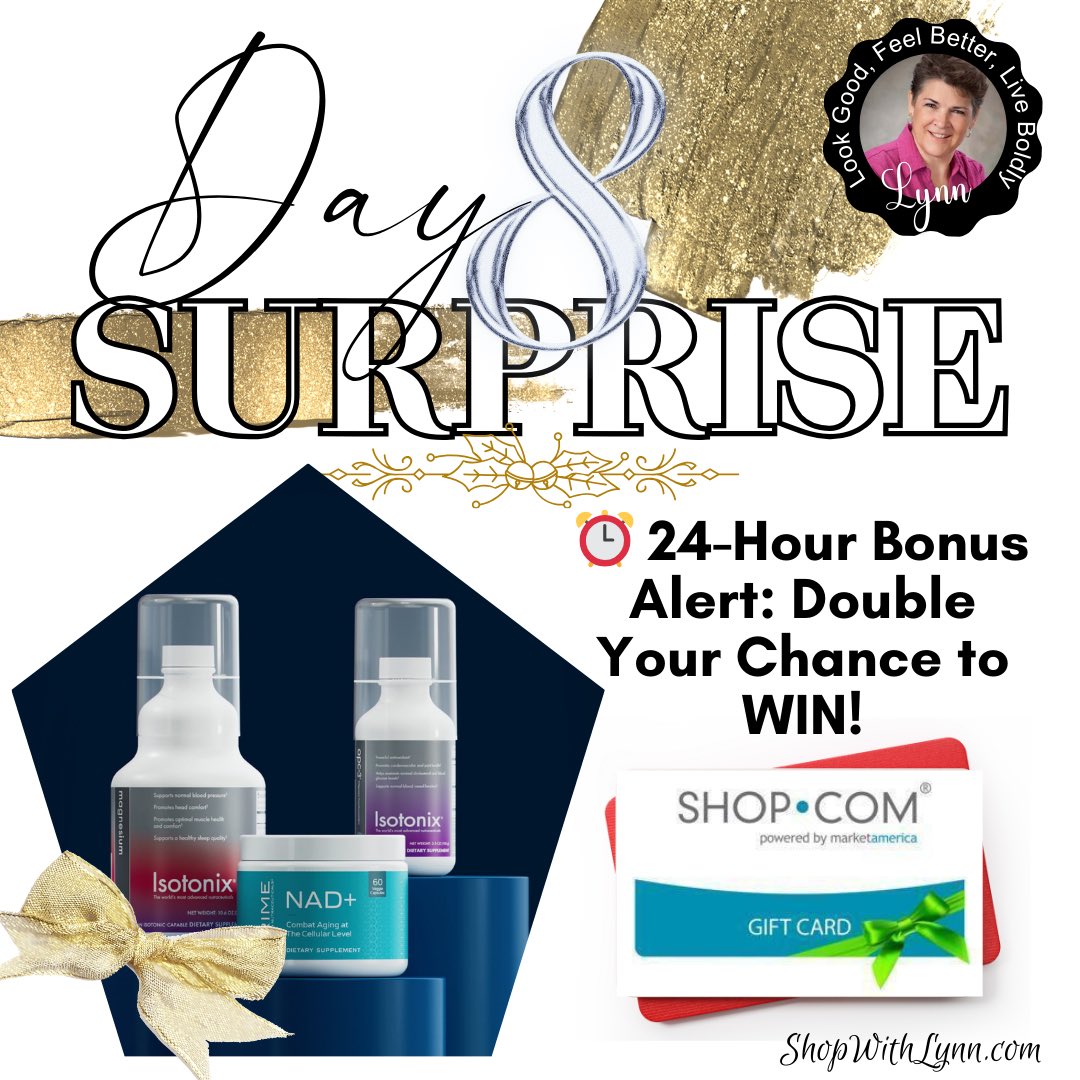 lynn_huber's tweet image. ⏰ 24-HOUR BONUS ALERT! ⏰
Double your entries to WIN a Core 3 Health Bundle! 🌿💪
1️⃣ Purchase from the 12 Days of Deals. 2️⃣ Fill out the Health Survey (no purchase needed)!
Plus, the next orders get a FREE The Gloss Lip Gloss! 💄
👉 #LinkInBio 
#12DaysOfDeals #FastStartBonus