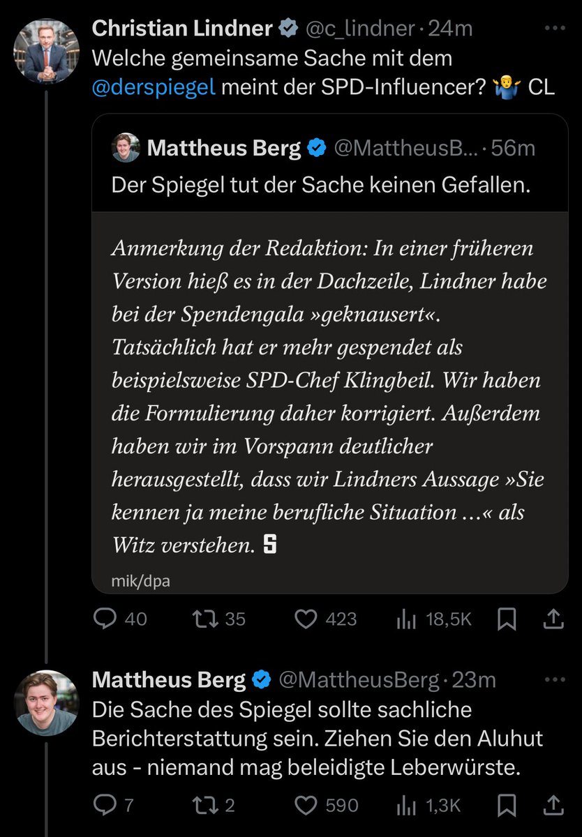 Wir schreiben den 8. Dezember 2024. Nachdem FDP-Chef Lindner wegen mangelhafter Leistung in der Arbeitslosigkeit angekommen ist, streitet er sich am Sonntagabend von der Couch aus mit einem 23 jährigen auf Twitter - und holt sich eine Ratio ab.