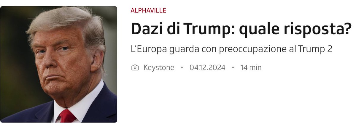 Segnaliamo l'intervista radiofonica del Professor Edoardo Beretta per la trasmissione "Alphaville" della <a href="/RSIonline/">RSI</a> nella puntata dedicata a: "Dazi di Trump: quale risposta?" 
rsi.ch/rete-due/progr…