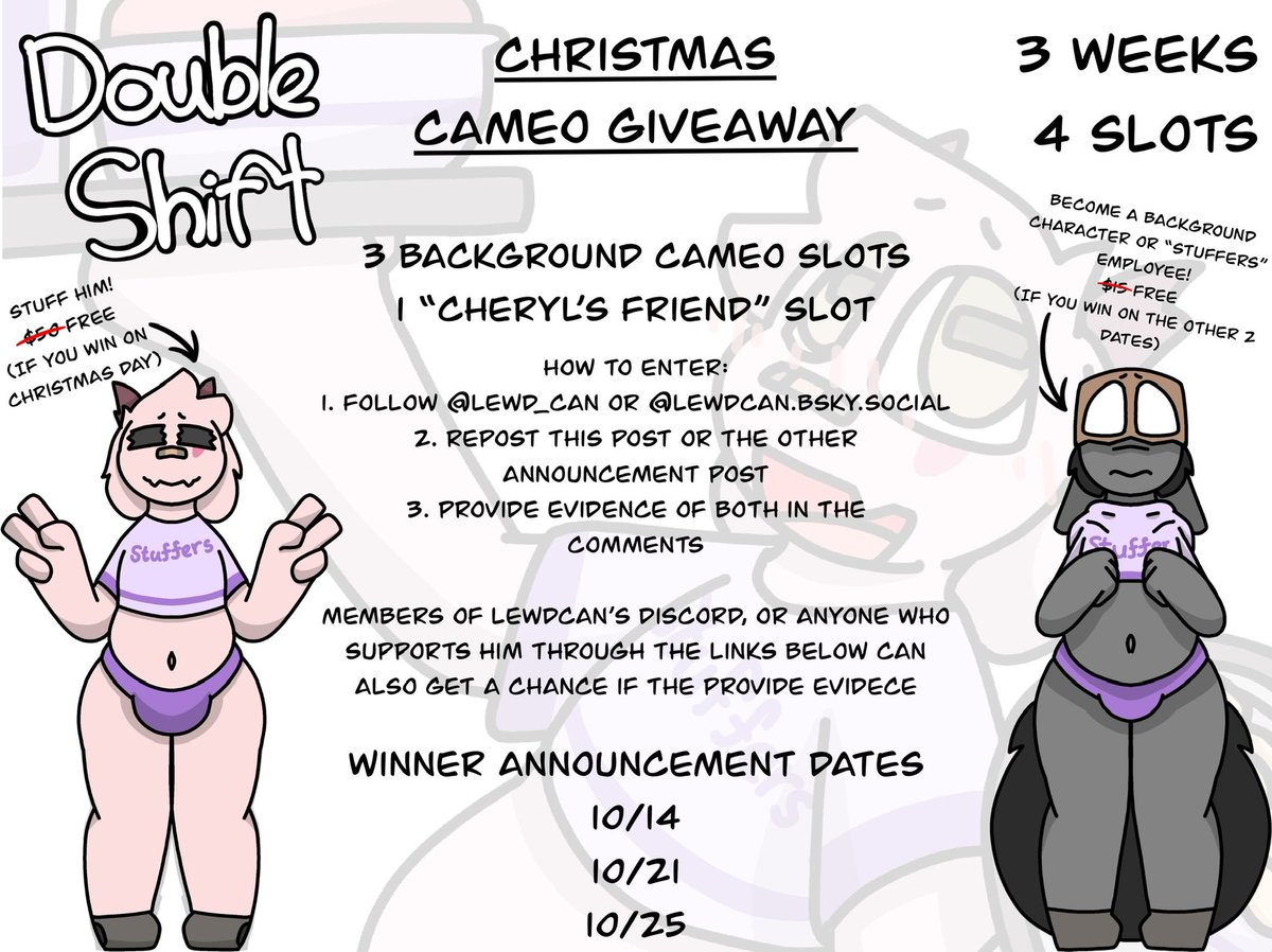 Goteboi_Draws's tweet image. I’ve made a more visually appealing version of the giveaway announcement, complete with some fantastic promotional art by @Lewd_Can