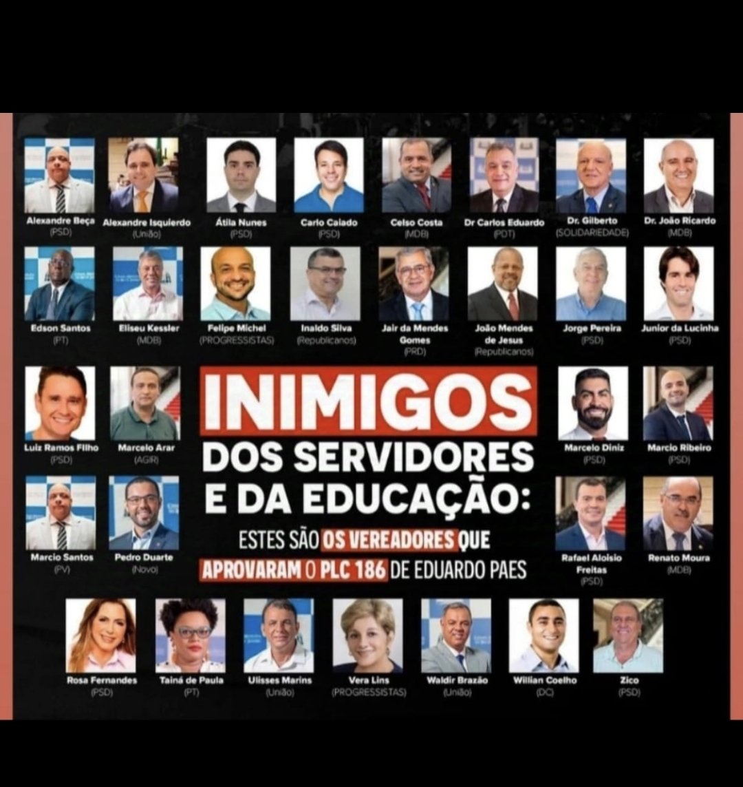 ReestatizaSus's tweet photo. Servidor Municipal, amplie a foto, veja bem o rosto e o nome de cada um desses vereadores.
 Átila Nunes é que coordena o massacre. Repare dos vereadores do partido dos trabalhadores, Tainá de Paula e Edson Santos que também votaram contra os servidores, (1/3)
#ReestatizaSus https://t.co/90RiQT3jgy