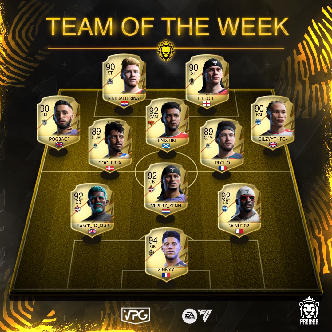 Virtual Pro Gaming (@officialvpg) on Twitter photo 👥 Team of the week
📊 League Standings
🗓️ Week 7
🏆 <a href="/VPGUK/">VPG UK Leagues</a> - UK Premier 🦁
🎙️ <a href="/proclubs_weekly/">Pro Clubs Weekly</a>
👑 Who’s going to be crowned the Champion? 👀
1️⃣ <a href="/FGFIFA_/">VLG FG</a>
2️⃣ <a href="/MisteryFIFA/">Mistery</a>
3️⃣ @ SAFProlific
4️⃣ <a href="/ClassFIFA_/">Class</a>
5️⃣ <a href="/HeritageFIFA/">Heritage</a>
6️⃣ <a href="/VLGFenix/">Fenix</a>
7️⃣ <a href="/MonsCalpeSC/">Mons Calpe S.C. Gibraltar</a>
8️⃣ <a href="/TheDregs11/">TheDregs</a>
9️⃣ 👥 Team of the week
📊 League Standings
🗓️ Week 7
🏆 <a href="/VPGUK/">VPG UK Leagues</a> - UK Premier 🦁
🎙️ <a href="/proclubs_weekly/">Pro Clubs Weekly</a>
👑 Who’s going to be crowned the Champion? 👀
1️⃣ <a href="/FGFIFA_/">VLG FG</a>
2️⃣ <a href="/MisteryFIFA/">Mistery</a>
3️⃣ @ SAFProlific
4️⃣ <a href="/ClassFIFA_/">Class</a>
5️⃣ <a href="/HeritageFIFA/">Heritage</a>
6️⃣ <a href="/VLGFenix/">Fenix</a>
7️⃣ <a href="/MonsCalpeSC/">Mons Calpe S.C. Gibraltar</a>
8️⃣ <a href="/TheDregs11/">TheDregs</a>
9️⃣
