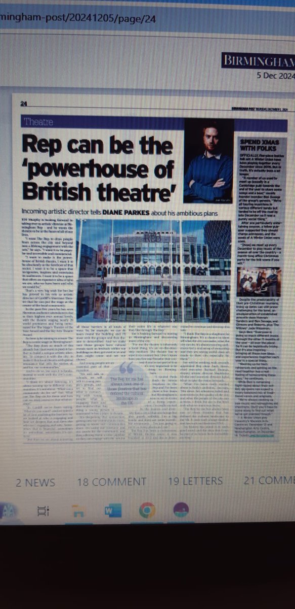 mandyrose1's tweet photo. Another great press feature for a client ... Great news for the city. If you want to grow your media profile why not join the #M7PR famalam #brumhour #arts #culture https://t.co/EGj3gctrhc