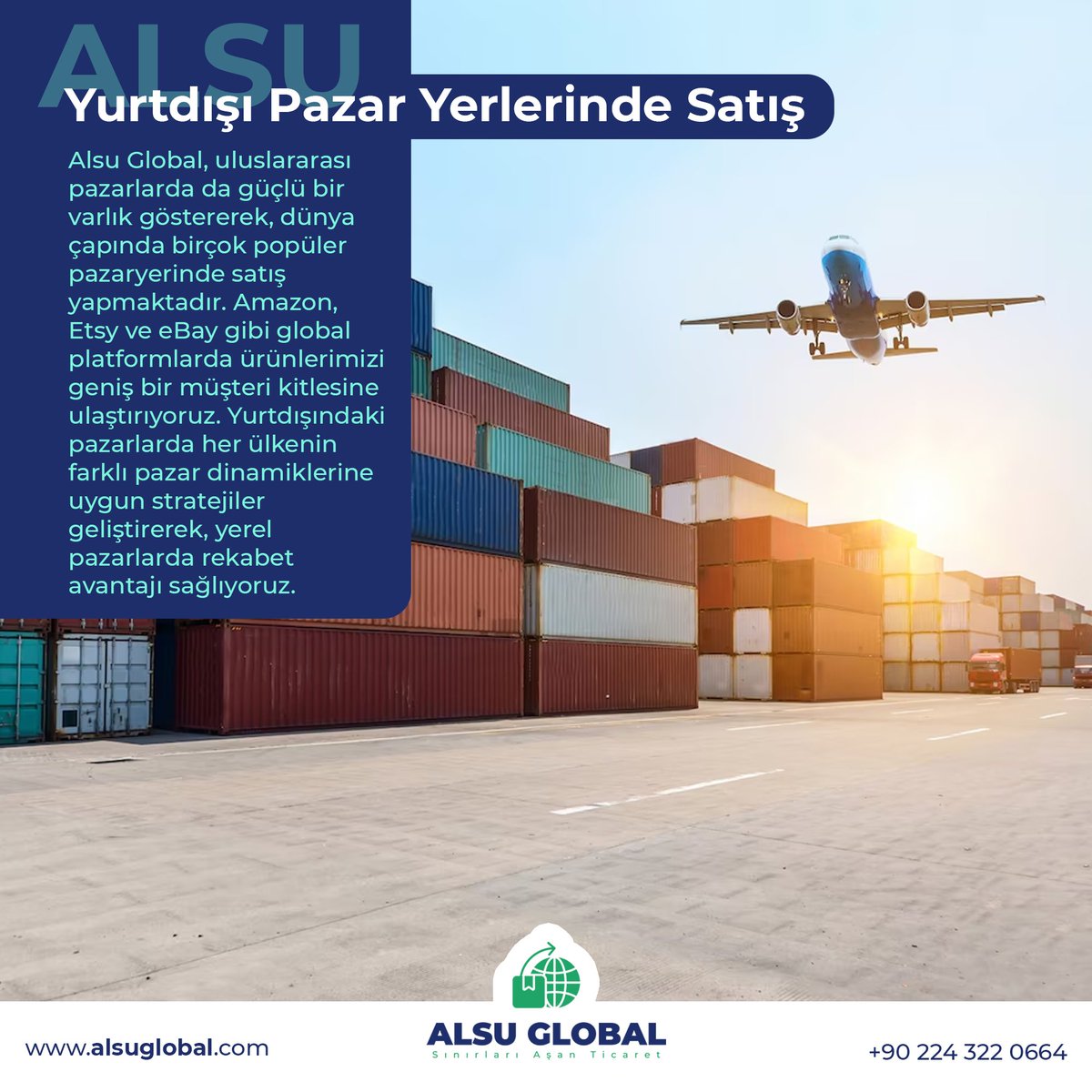Alsu Global ile ürünlerimizi dünya çapında müşterilere ulaştırıyoruz! Yurtdışı pazar yerlerindeki varlığımızla kaliteli hizmeti global bir ölçekte sunuyoruz. 🌍🛒